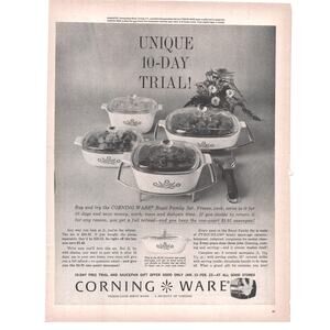 Corning Ware Advertisement Vintage 1964 Royal Family Cornflower Cookware B&W
